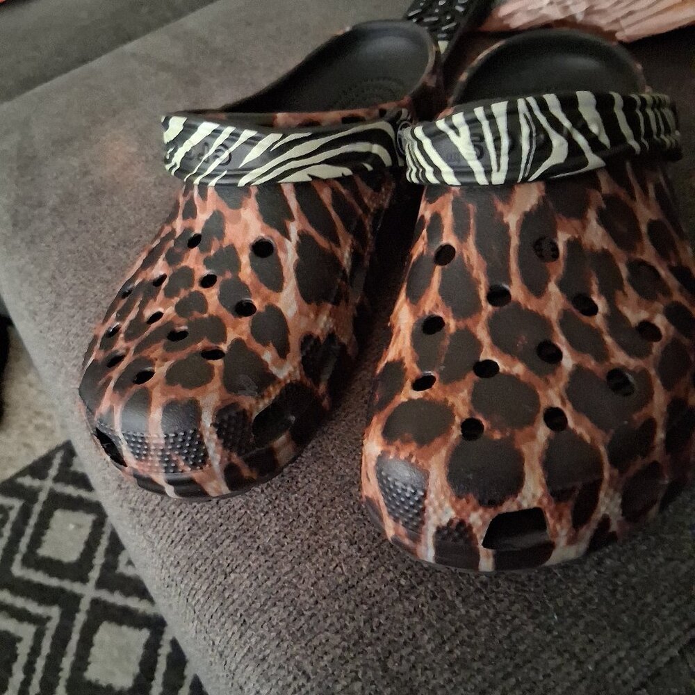 Animal print crocs